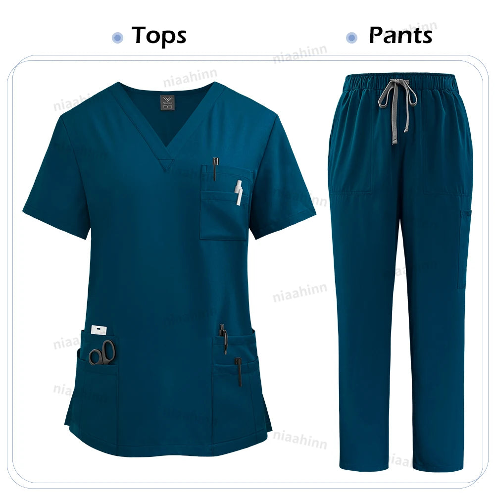 High Quality Medical Clothing for Women Uniform Nurse Lab Coat Unisex Wholesale Tops and Pants Suits Nursing Scrubs Uniforms Set