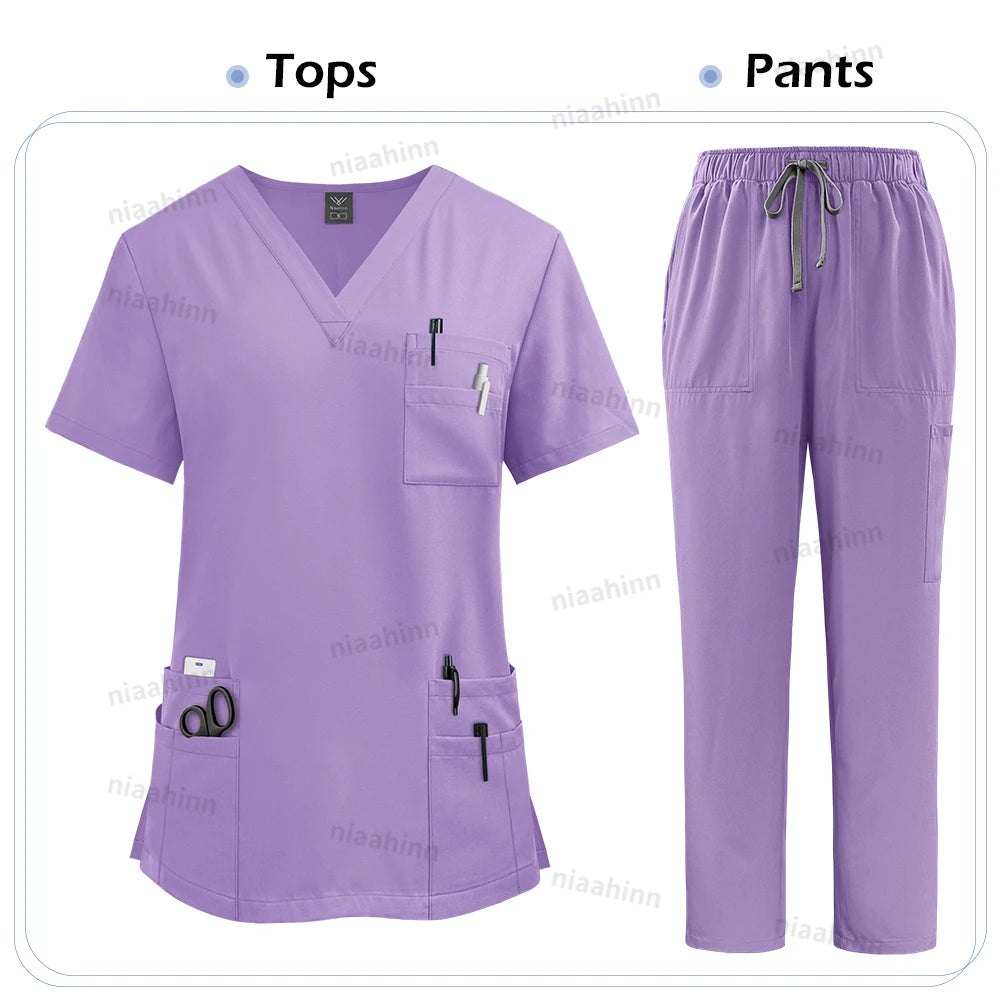 High Quality Medical Clothing for Women Uniform Nurse Lab Coat Unisex Wholesale Tops and Pants Suits Nursing Scrubs Uniforms Set
