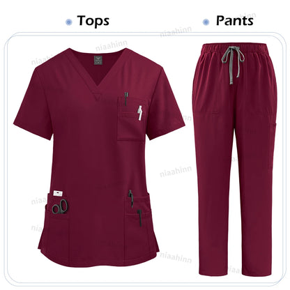 High Quality Medical Clothing for Women Uniform Nurse Lab Coat Unisex Wholesale Tops and Pants Suits Nursing Scrubs Uniforms Set