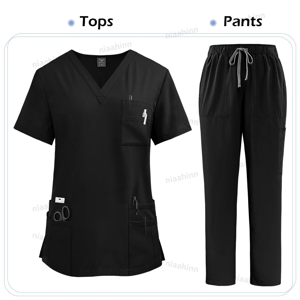 High Quality Medical Clothing for Women Uniform Nurse Lab Coat Unisex Wholesale Tops and Pants Suits Nursing Scrubs Uniforms Set