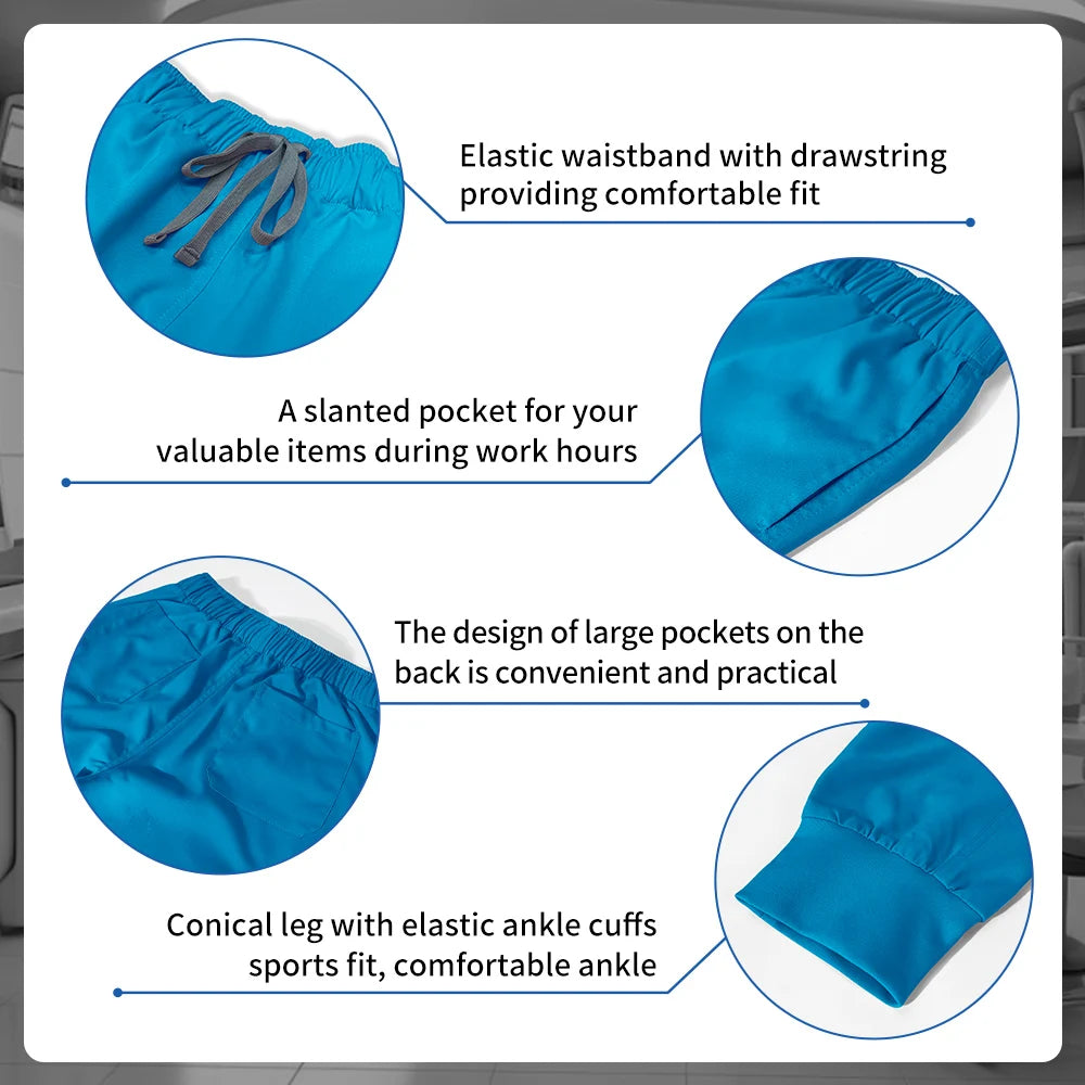 Stretchable Nurse Uniform Anti Wrinkle Long Sleeve Tops Jogger Pants Set Hospital Doctor Work Clothes Wholesale Medical Workwear