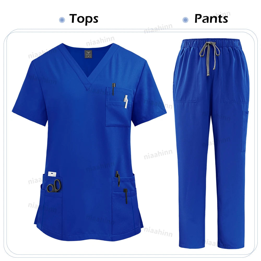 High Quality Medical Clothing for Women Uniform Nurse Lab Coat Unisex Wholesale Tops and Pants Suits Nursing Scrubs Uniforms Set